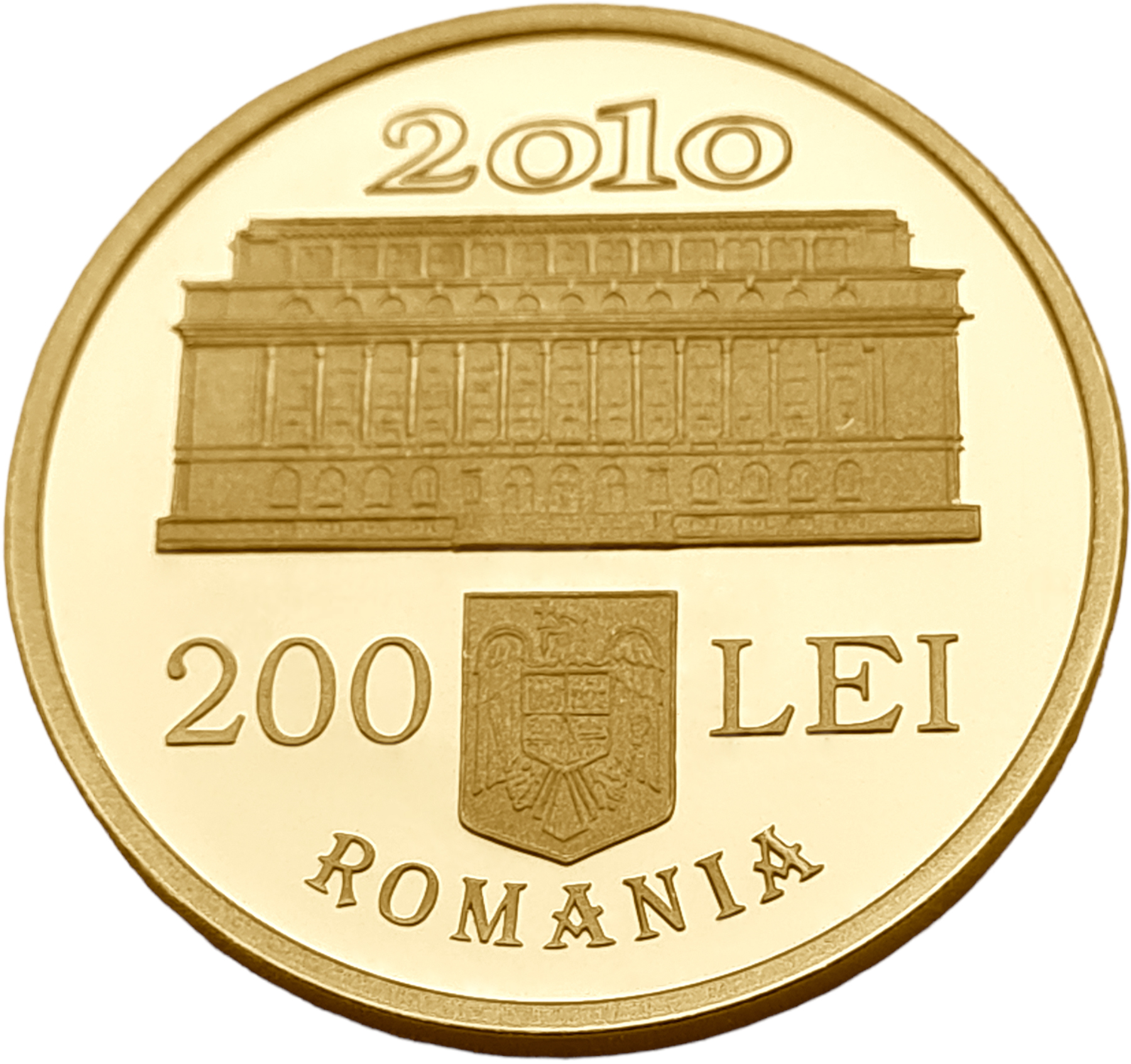 картинка Румыния. 200 Леев 2010 г. Золото. 15.551г*0.999 0.5 oz. 130 лет Национальному Банку! от магазина Одежда+