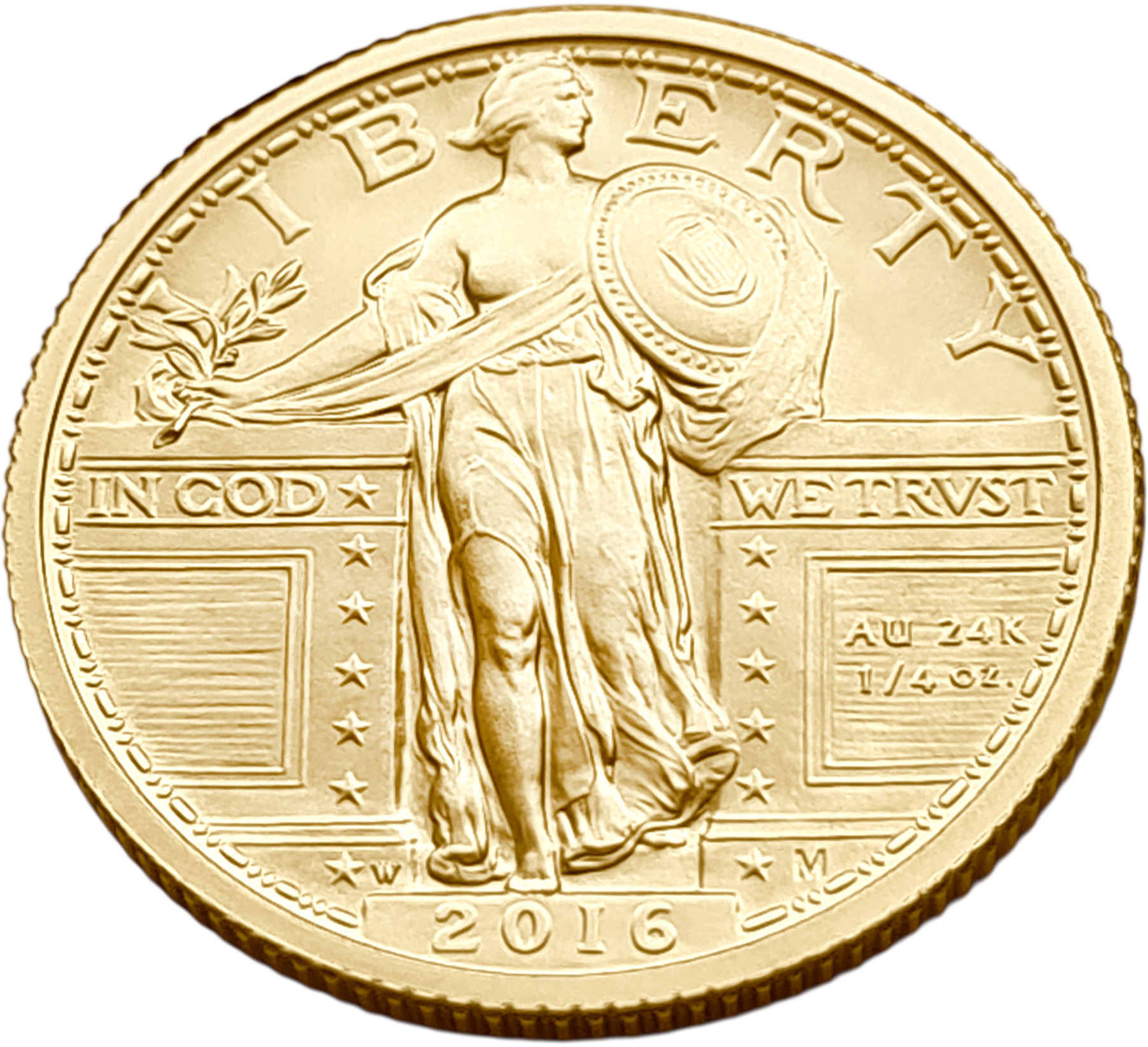 картинка США. 1/4 Доллара 2016 г. Золото. 7.776 г*0.9999 0.25 oz. Столетие Американской Свободы! Сертификат! от магазина Одежда+