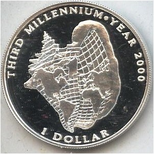 картинка 1 доллар. 1996  г. Третье тысячелетие. Багамы.Ag 31.1 г. от магазина Одежда+