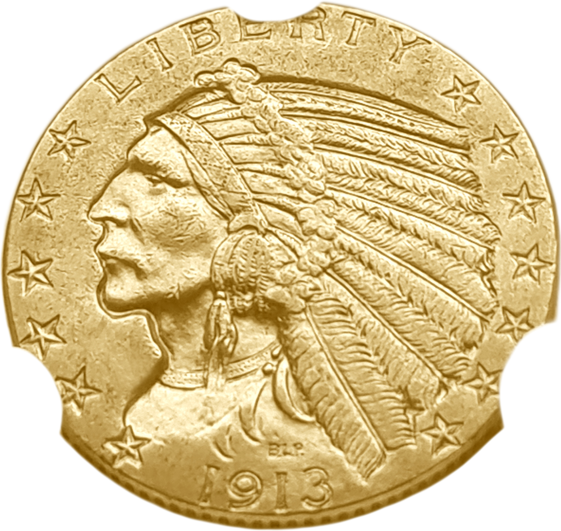 картинка США. 5 Долларов 1913 г. Золото. 8.359 г*0.900 0.2419 oz. СЛАБ NGC MS 61! от магазина Одежда+