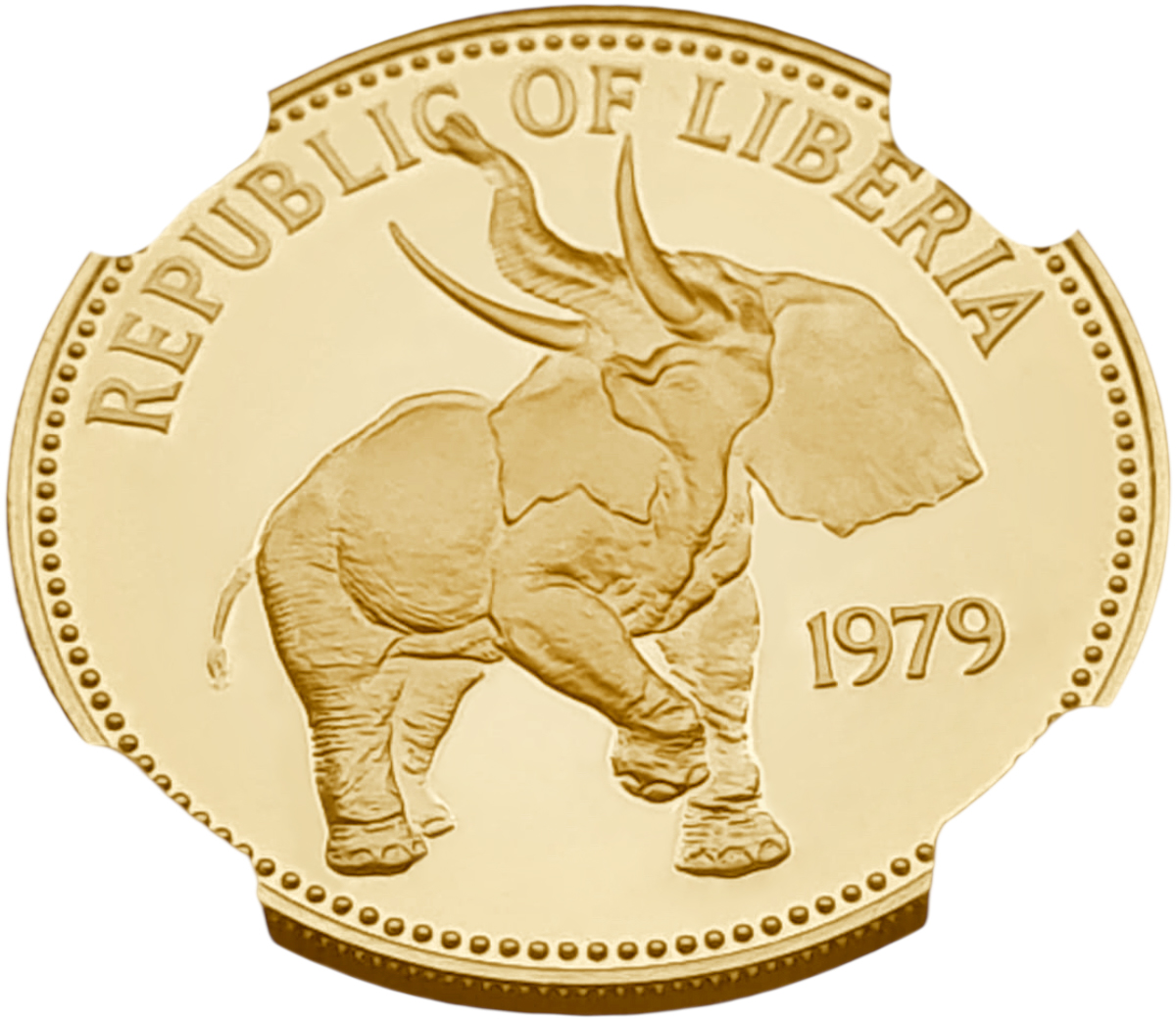 картинка Либерия. 100 Долларов 1979 г. Золото 11.2 г*0.900 0.3241 oz. СЛАБ NGC PF 68 ULTRA CAMEO! от магазина Одежда+