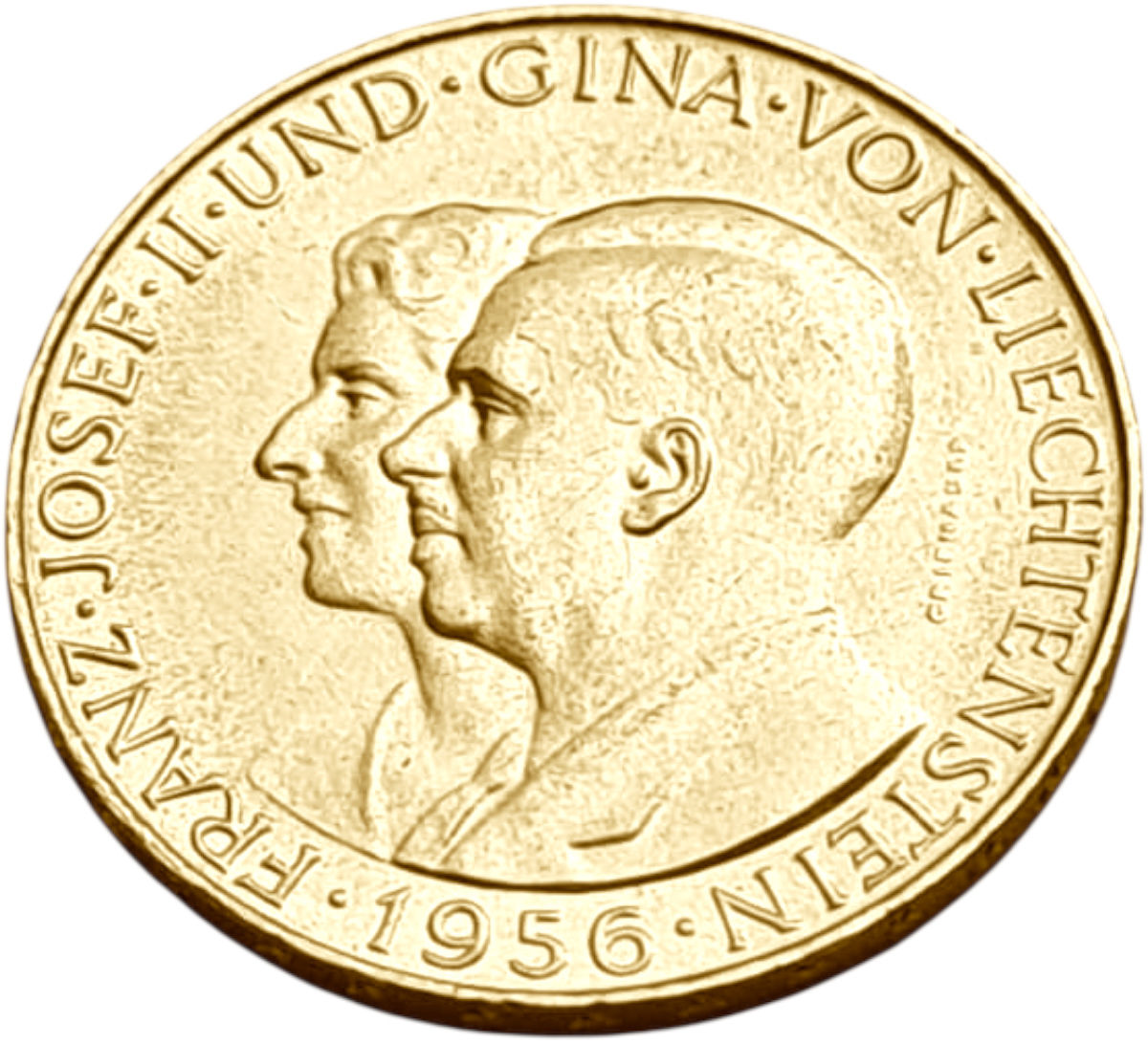 картинка Лихтенштейн. 25 Франков 1956 г. Золото. 5.645 г*0.900 0.1633 oz. от магазина Одежда+
