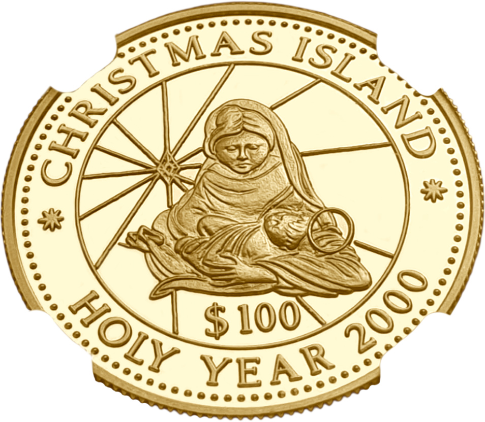 картинка Кирибати. 100 Долларов 1999 г. Золото. 15.55 г*0.999 0.5 oz. СЛАБ NGC PF 69 ULTRA CAMEO! от магазина Одежда+