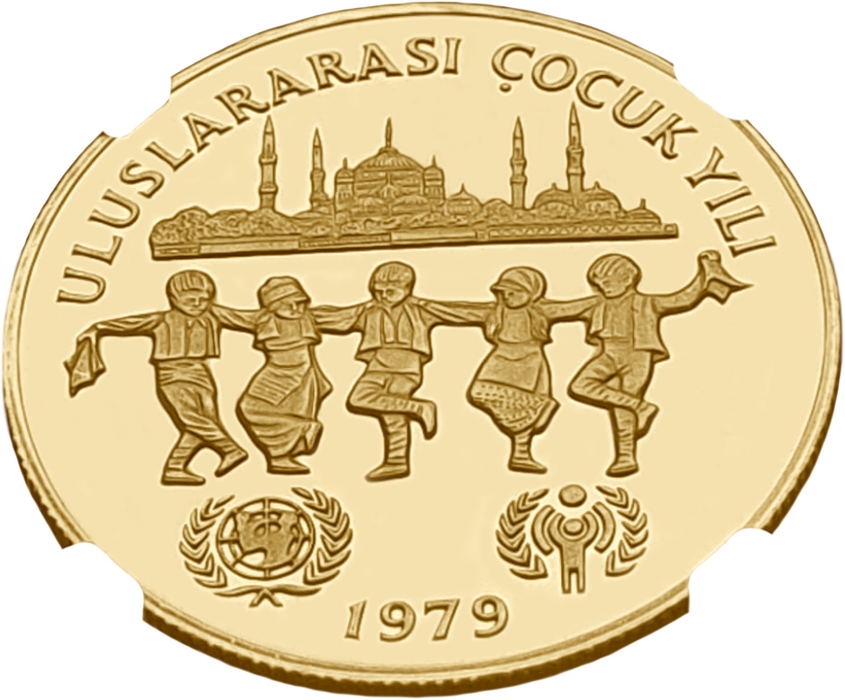 картинка Турция. 10 000 Лир 1979 г. Золото. 17.17 г*0.900 0.4968 oz. СЛАБ NGC PF 68 ULTRA CAMEO! от магазина Одежда+