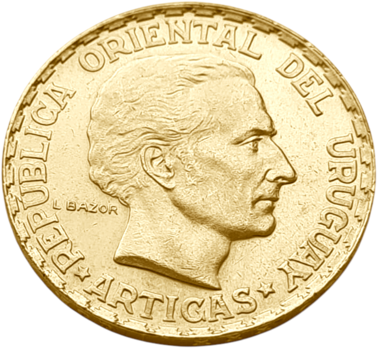 картинка Уругвай. 5 Песо 1930 г. Золото. 8.485 г*0.917 0.25 oz. от магазина Одежда+