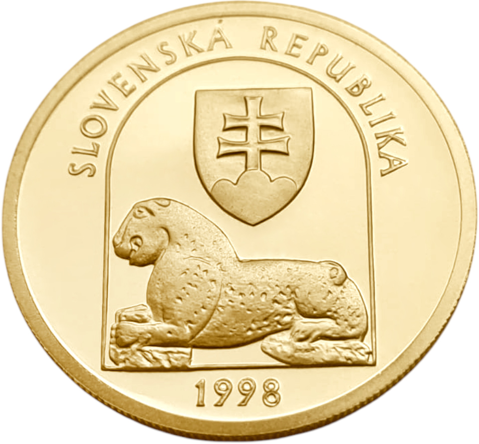 картинка Словакия. 5000 Крон 1998 г. Золото 9.5г*0.900 0.2749 oz. Наследие ЮНЕСКО! Спишский Град! от магазина Одежда+