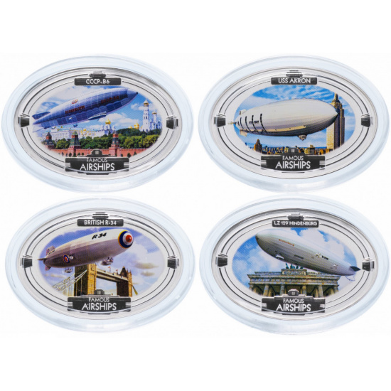 картинка Набор монет. Знаменитые дирижабли. Ag 31.1 г (х 4) от магазина Одежда+