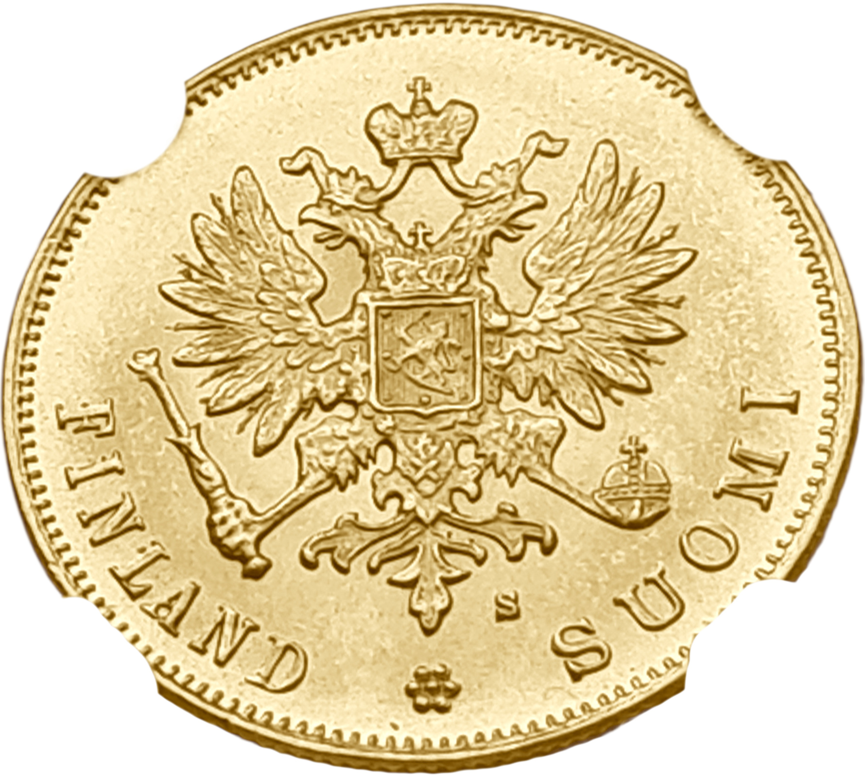 картинка Финляндия-Российская Империя. 10 Марок 1882г. Золото. 3.2258г*0.900 0.0933 oz. (S). СЛАБ NGC MS64! от магазина Одежда+