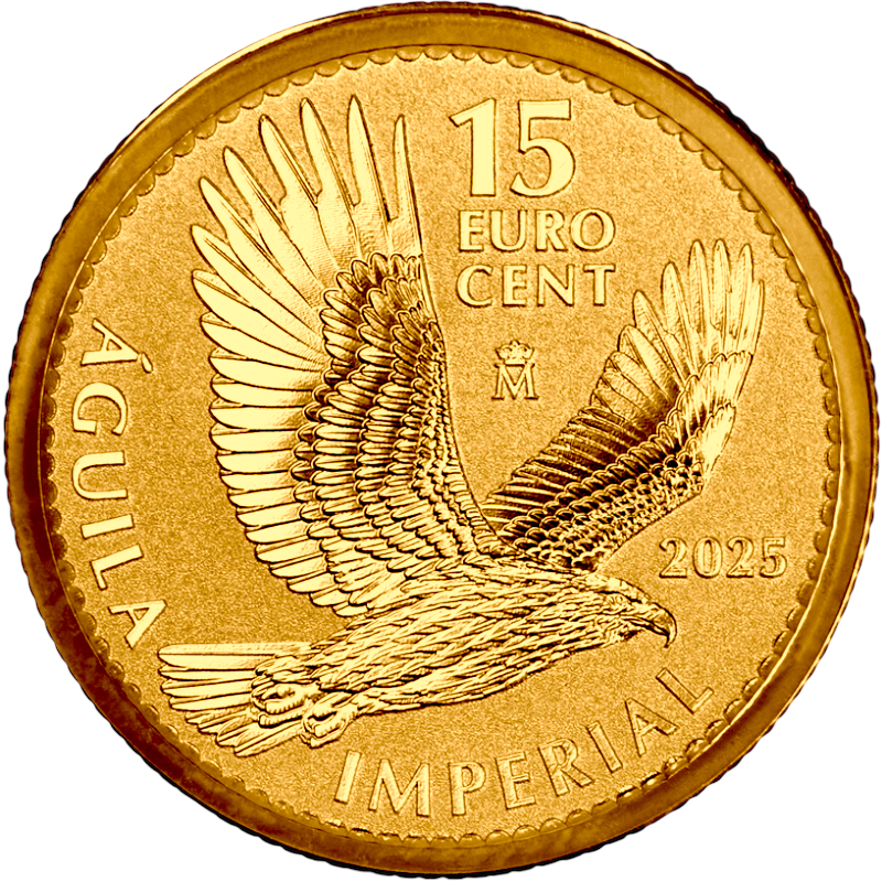 картинка Испания. 15 Центов 2025 г. Золото. 3.111 г*0.9999 0.1 oz. Императорский Орел! от магазина Одежда+