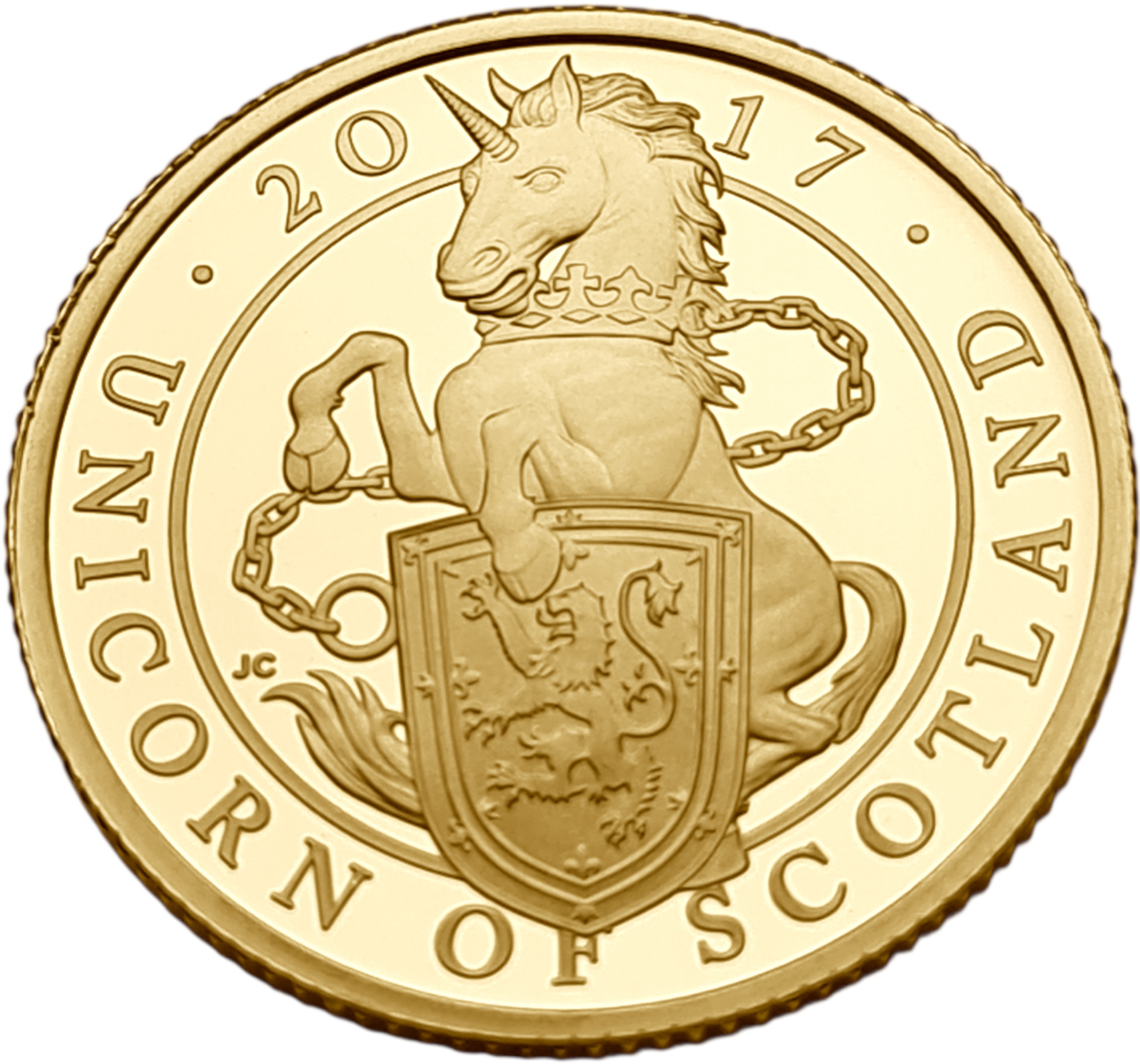 картинка Великобритания. 25 Фунтов 2017г. Золото. 7.8 г*0.9999 0.2508 oz. Единорог Шотландии! Пруф! Сертификат! от магазина Одежда+