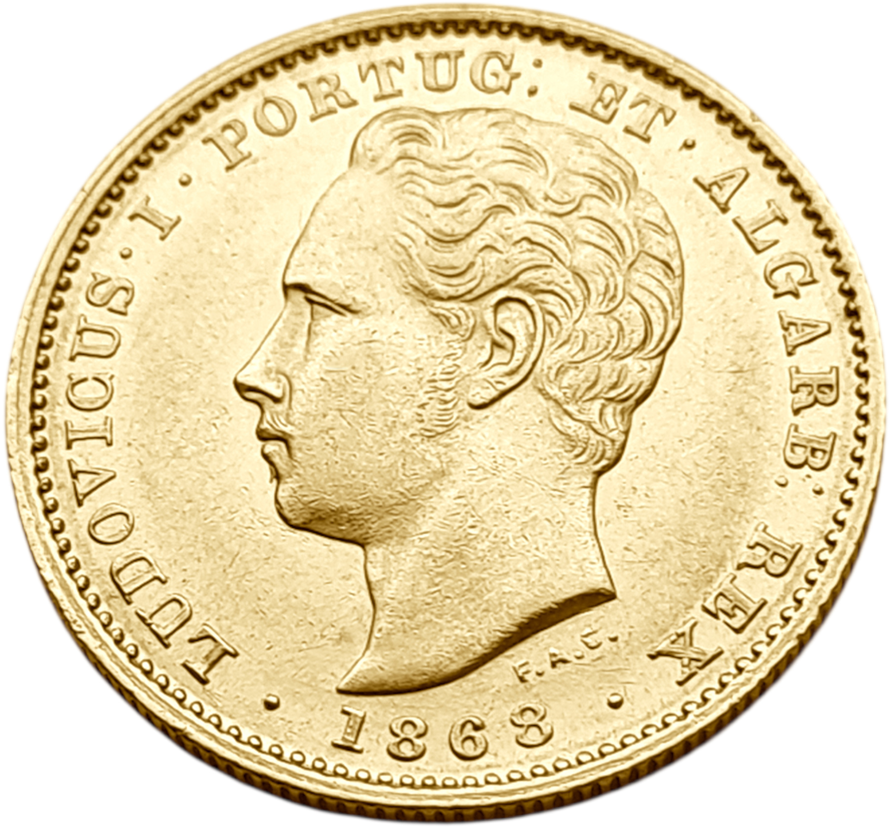 картинка Португалия. 5000 Рейс 1868 г. Золото. 8.8675 г*0.917 0.2614 oz. от магазина Одежда+