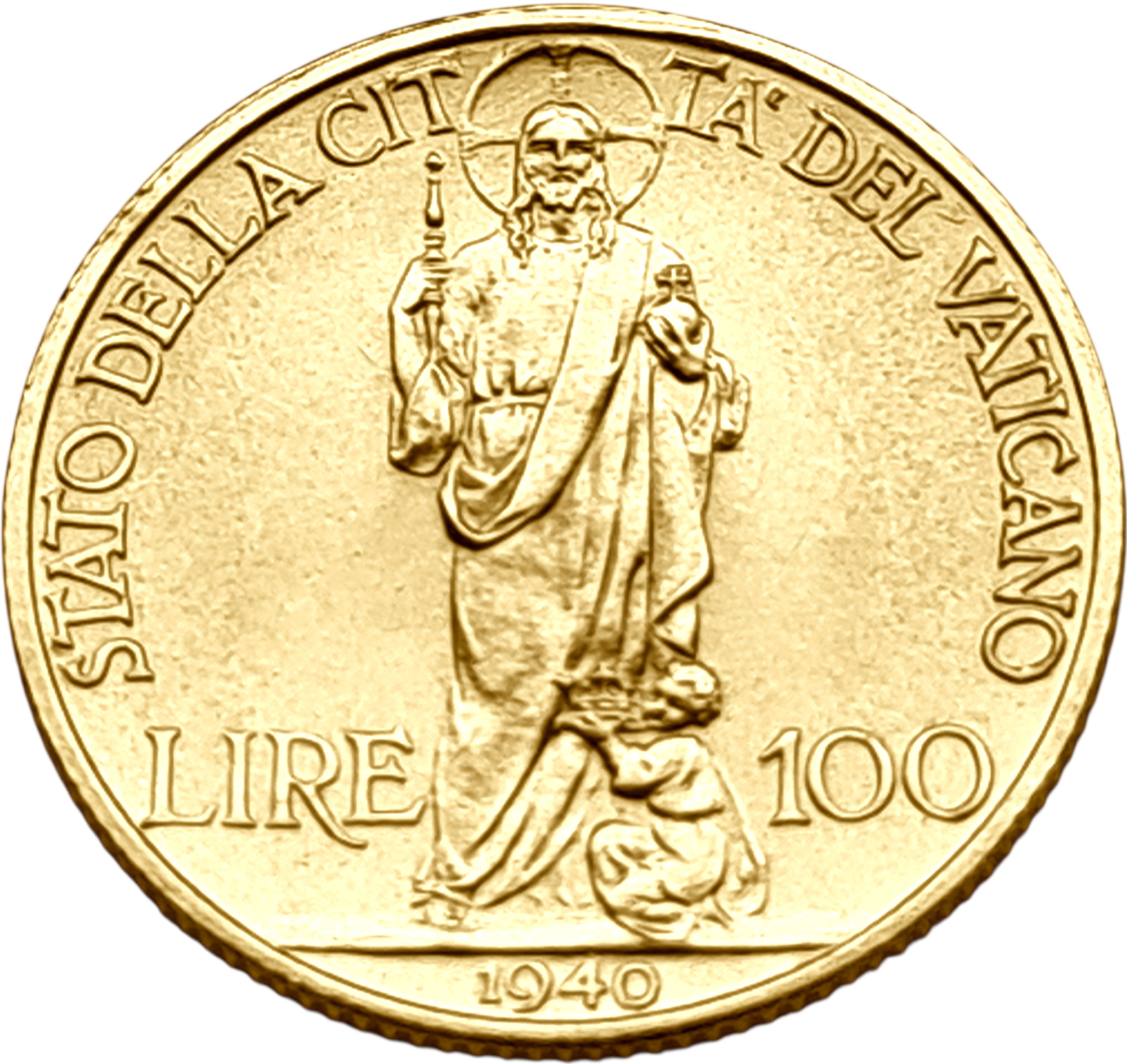 картинка Ватикан. 100 Лир 1940 г. Золото. 5.19 г*0.900 0.1502 oz. от магазина Одежда+