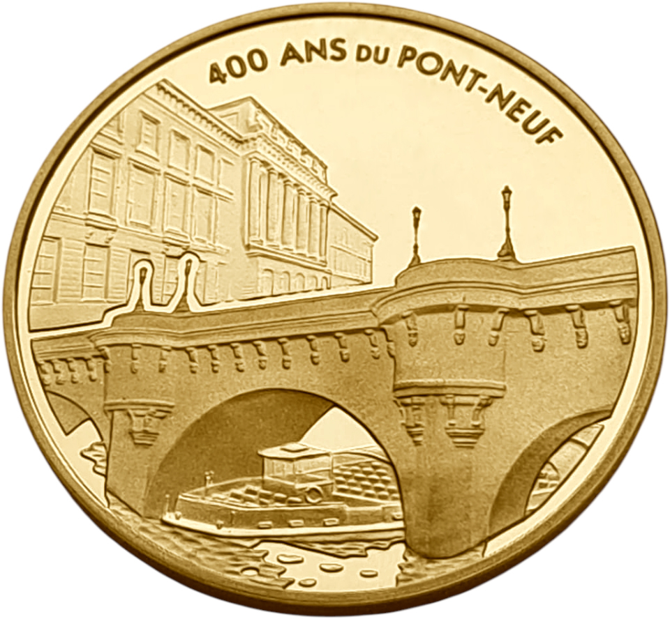 картинка Франция. 10 Евро 2007г. Золото. 8.45г*0.920 0,25 oz. Мост Пон-Нёф! Пруф! ТИРАЖ 483 ШТ! от магазина Одежда+