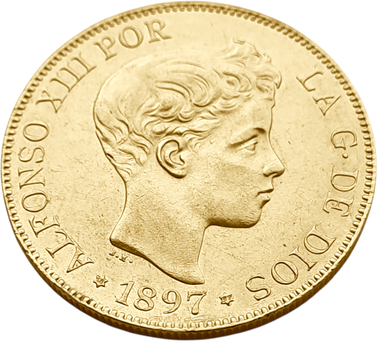 картинка Испания. 100 Песет 1897 г. Золото. 32.25 г*0.900 0.9332 oz. от магазина Одежда+