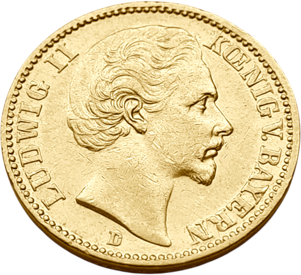картинка Бавария. 20 Марок 1876 г. Золото. 7.965 г*0.900 0.2305 oz. от магазина Одежда+