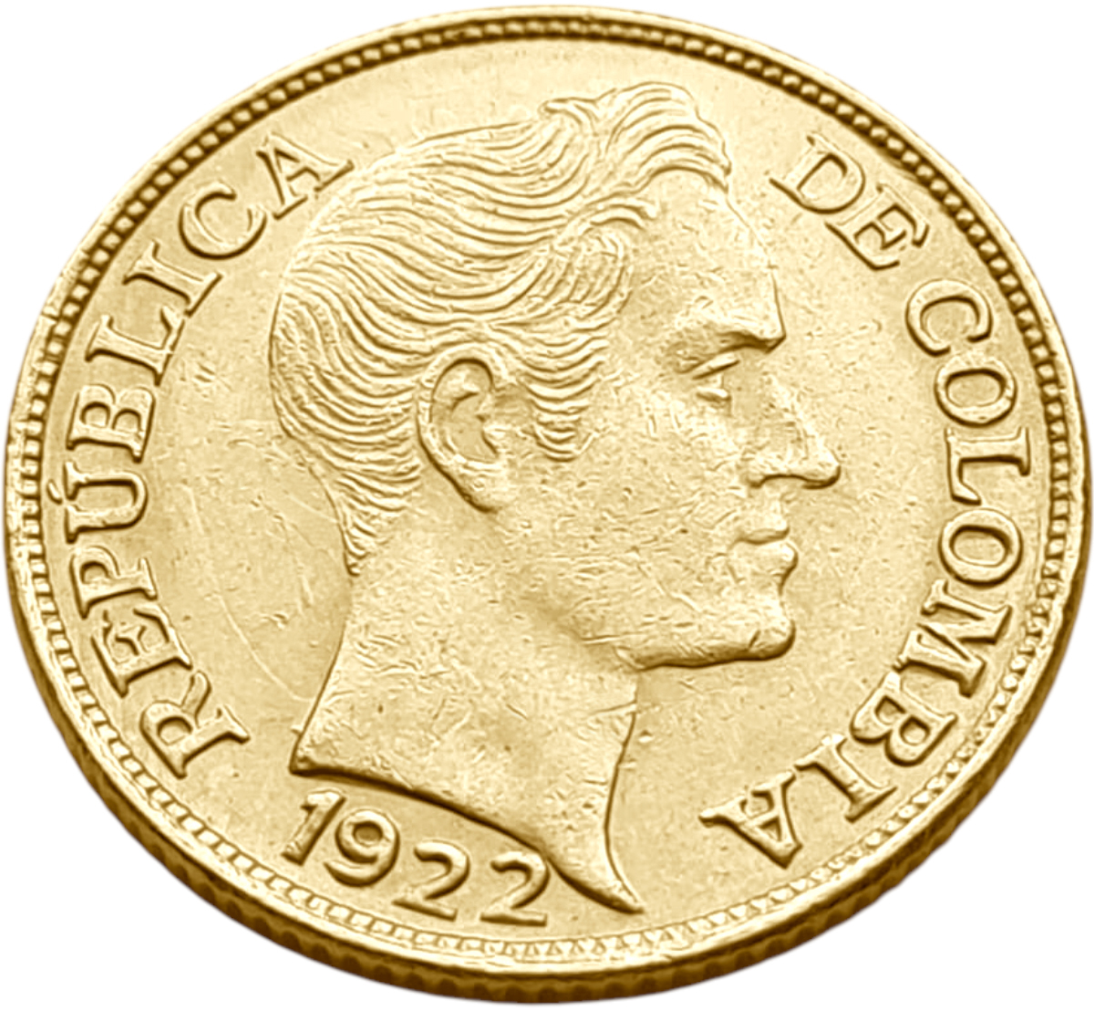 картинка Колумбия. 5 Песо 1922 г. Золото. 7.9881 г*0.917 0.2355 oz. от магазина Одежда+