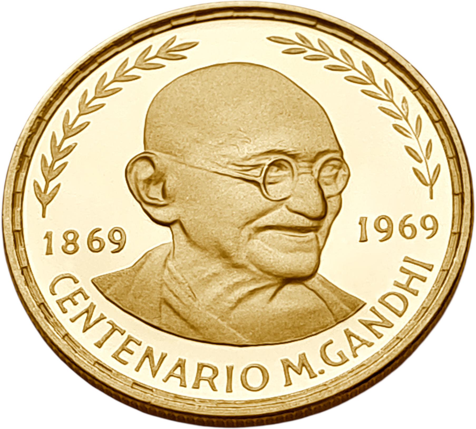 картинка Экваториальная Гвинея. 500 Песет 1970 г. Золото 7.05 г*0.900 0.204 oz. Махатма Ганди! от магазина Одежда+