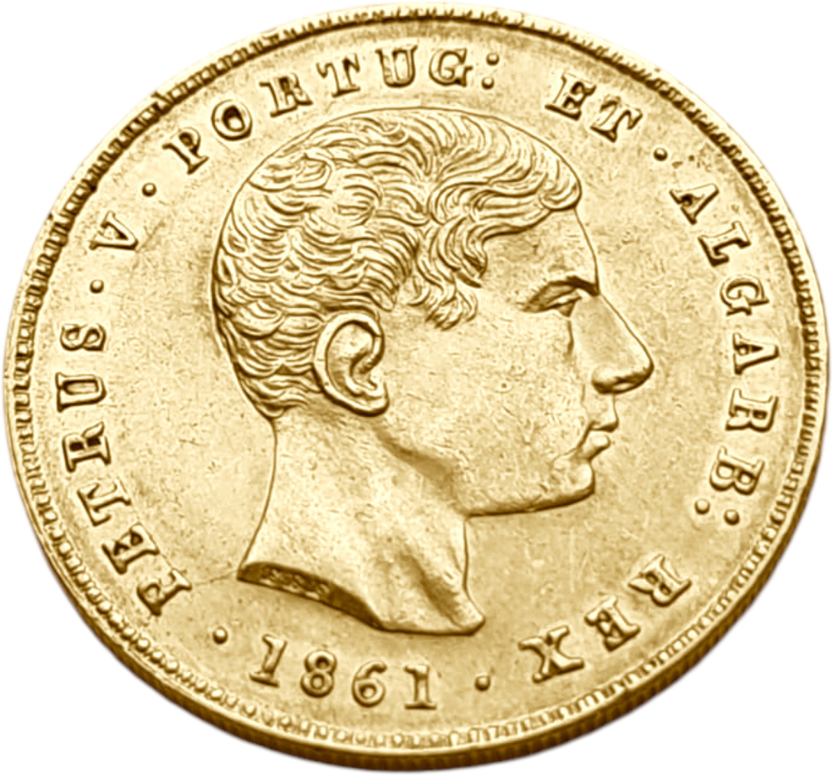 картинка Португалия. 5000 Рейс 1861 г. Золото. 8.8675 г*0.9167 0.2613 oz. от магазина Одежда+