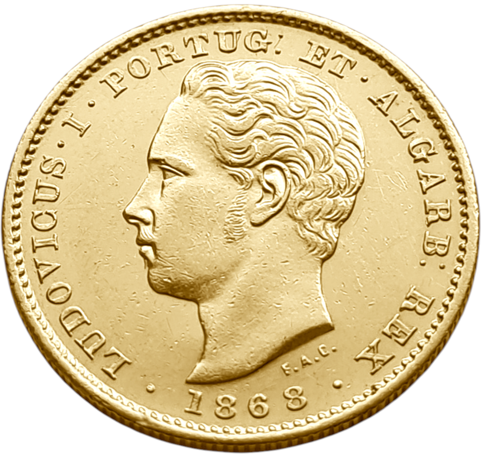 картинка Португалия. 5000 Рейс 1868 г. Золото. 8.8675 г*0.917 0.2614 oz. от магазина Одежда+