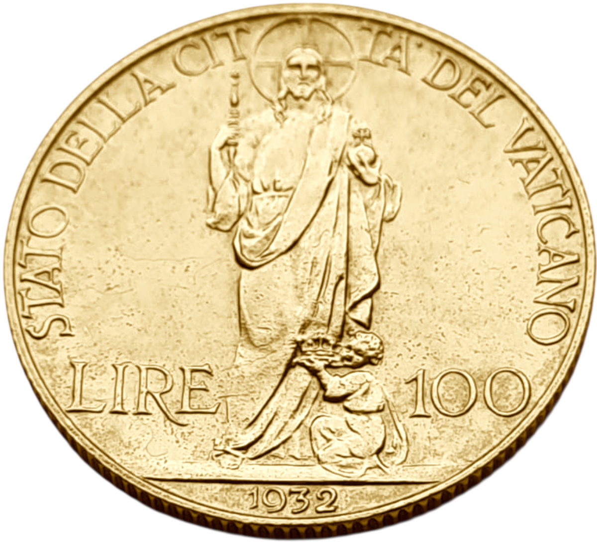 картинка Ватикан. 100 Лир 1932 г. Золото. 8.8 г*0.900 0.2546 oz. от магазина Одежда+