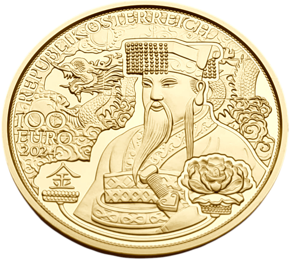 картинка Австрия. 100 Евро 2024г. Золото 15.78 г*0.986 0.5 oz. Золото Китая! Ориг. Коробка, Сертификат! от магазина Одежда+