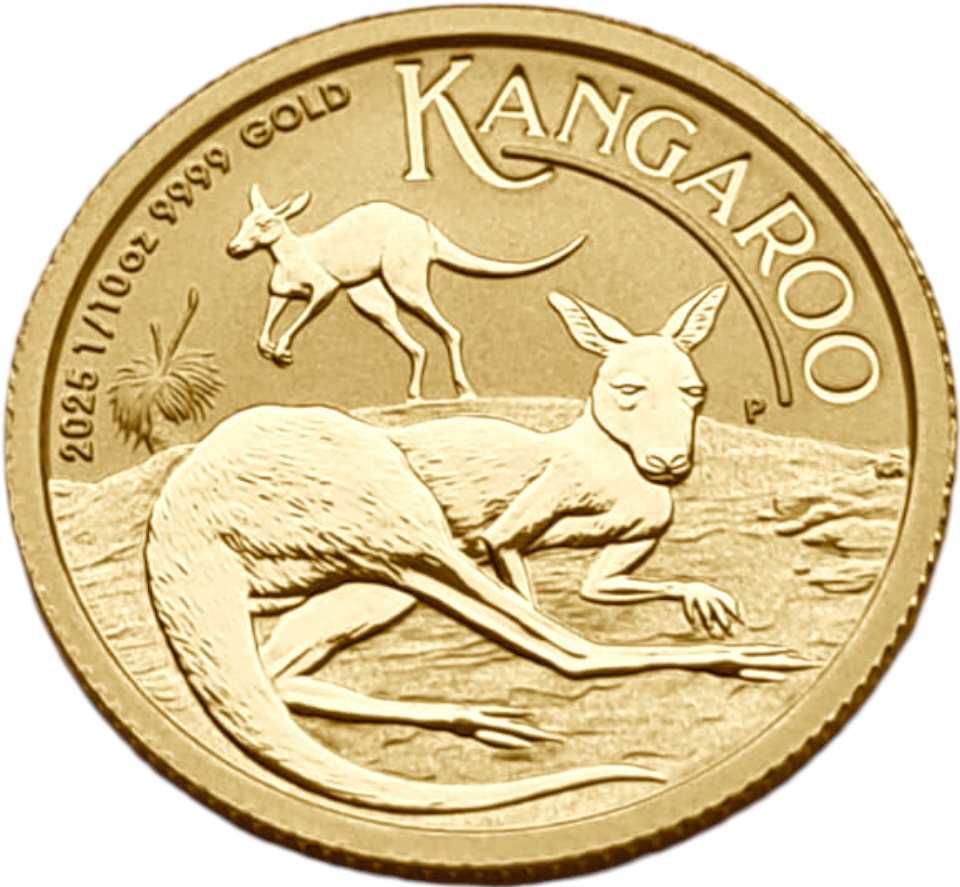 картинка Австралия. 15 Долларов 2025 г. Золото. 3.11 г*0.9999 0.1 oz. Кенгуру! Новейший Выпуск! от магазина Одежда+