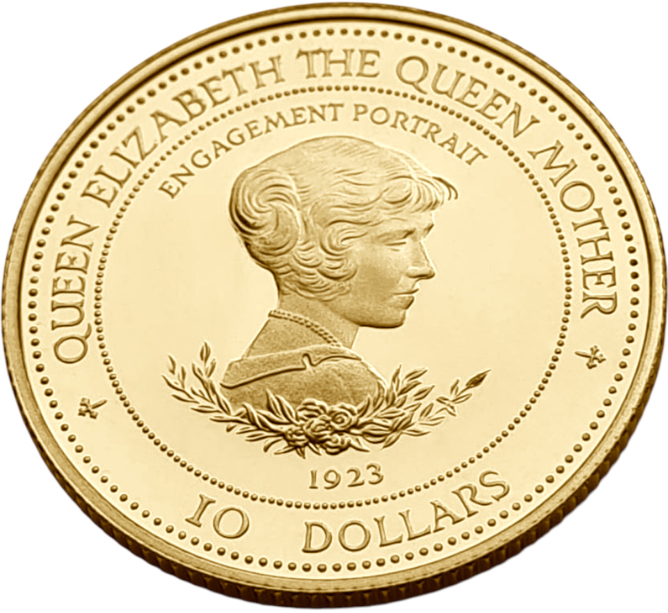 картинка Барбадос. 10 Долларов 1995г. Золото 7.78г*0.583 0.1458 oz. Королева-Мать! от магазина Одежда+