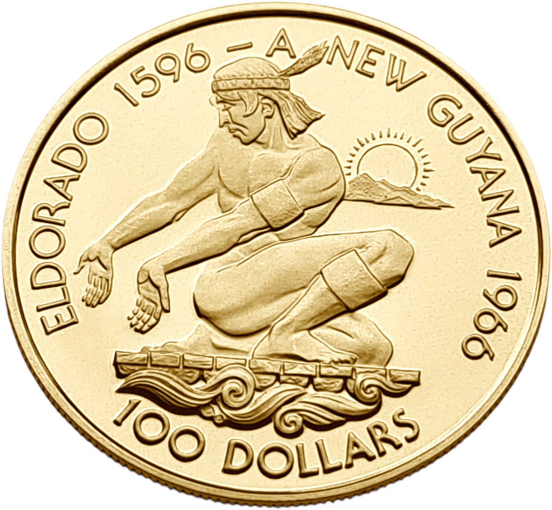 картинка Гайана. 100 Долларов 1976 г. Золото. 5.74 г*0.500 0.0923 oz. от магазина Одежда+