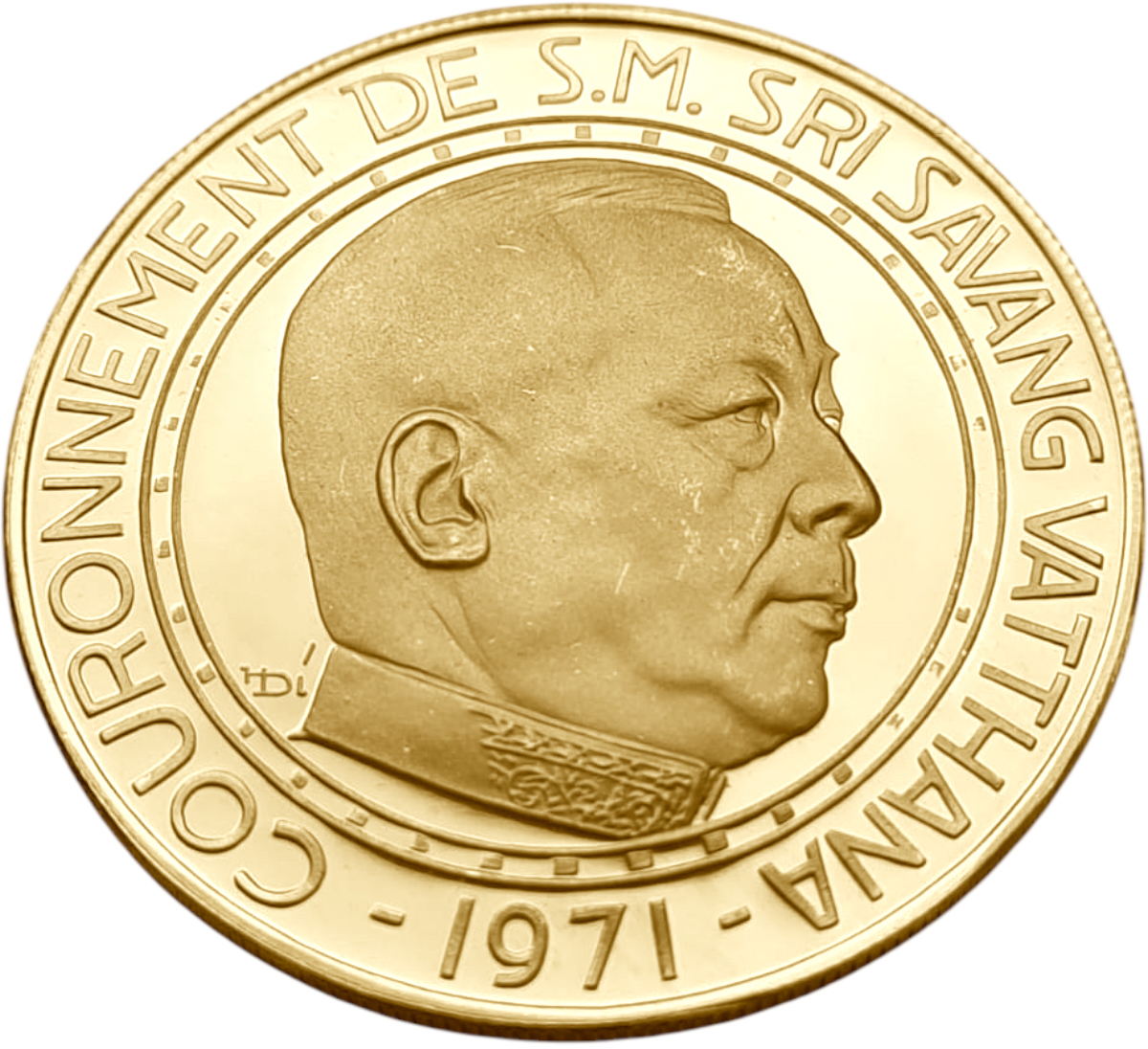 картинка Лаос. 20 000 Кип 1971 г. Золото. 20.0 г*0.900 0.5787 oz. Саванг Ватхана! Коронация! от магазина Одежда+