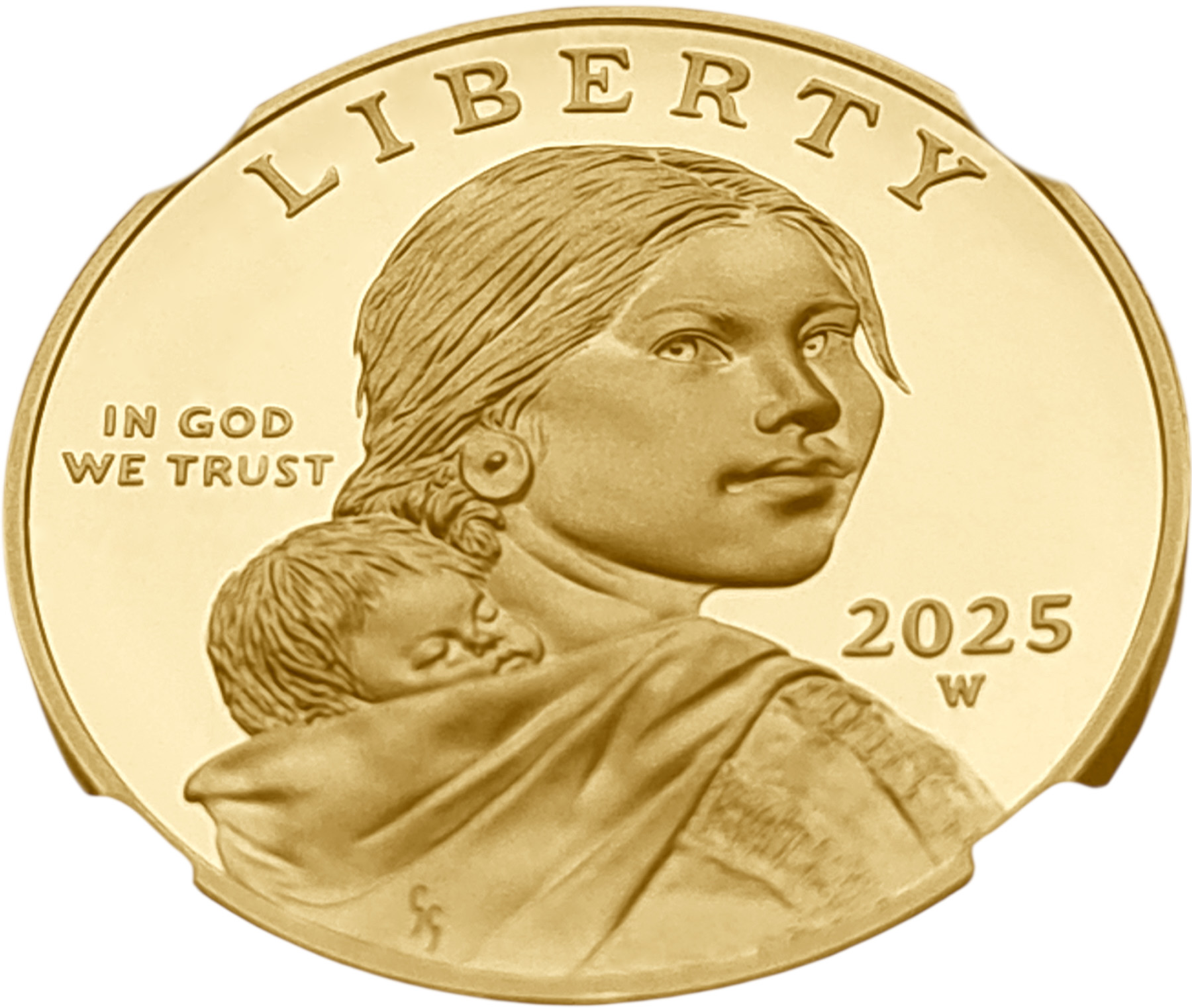 картинка США. 1 Доллар 2025 г. Золото. 15.55 г*0.9999 0.5 oz. Сакагавея! Пруф! СЛАБ NGC PF 70 ULTRA CAMEO! от магазина Одежда+