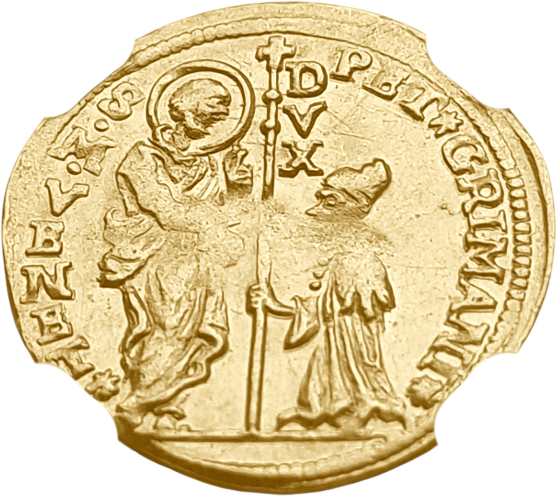 картинка Венеция. 1 Цехин 1741-52 г. Золото. 3.46 г*0.999 0.1111 oz. СЛАБ NGC MS 62!!! от магазина Одежда+