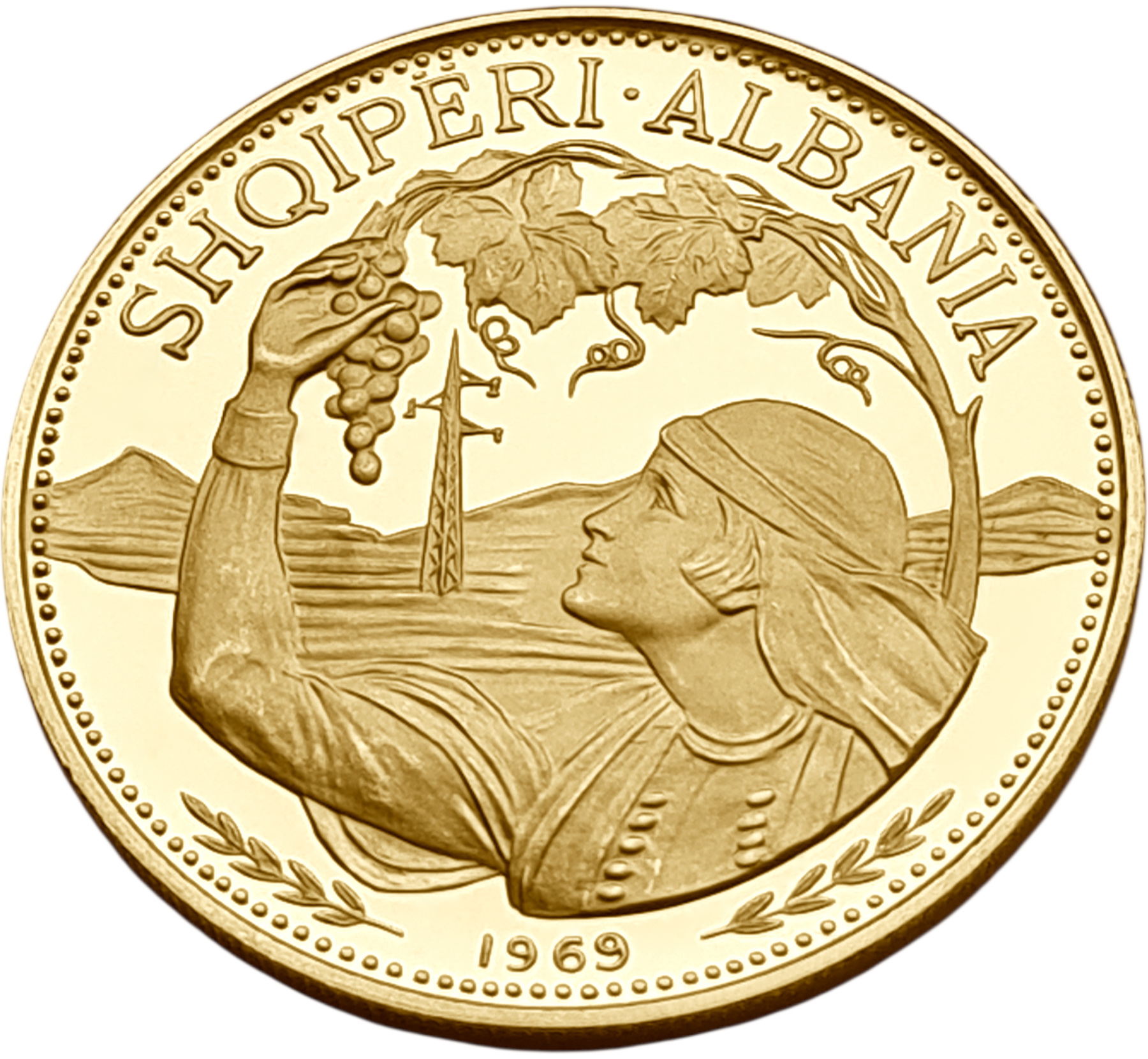 картинка Албания. 100 Леков 1969 г. Золото. 19.75 г*0.900 0.5715 oz. СЛАБ CPRC PF 66 ULTRA CAMEO! от магазина Одежда+