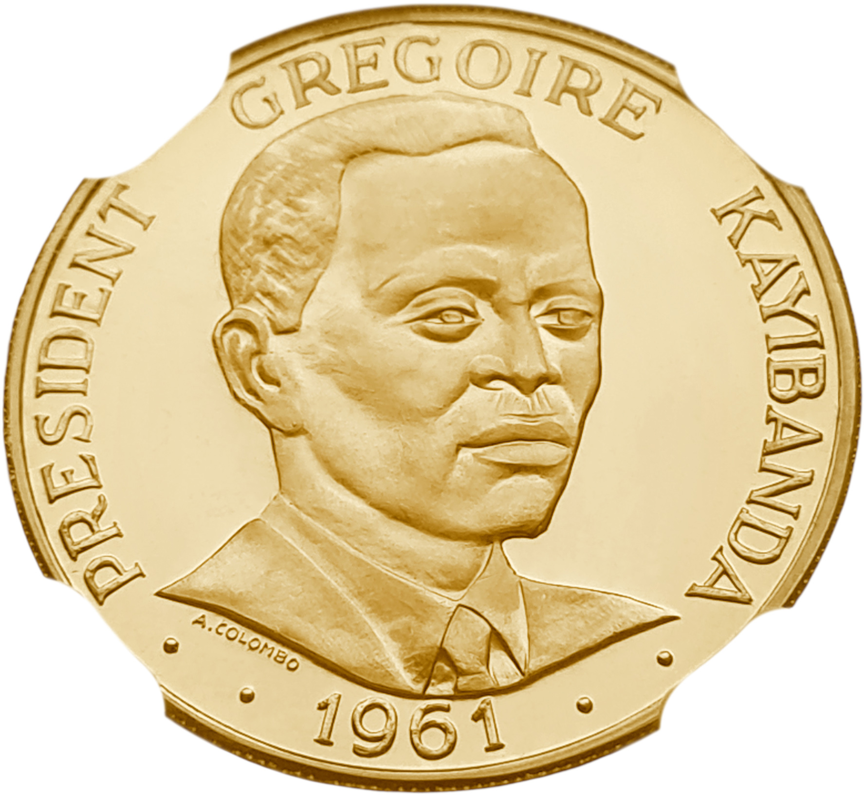 картинка Руанда. 50 Франков 1965 г. Золото. 15.0 г*0.900 0.434 oz. СЛАБ NGC PF 68 ULTRA CAMEO! от магазина Одежда+