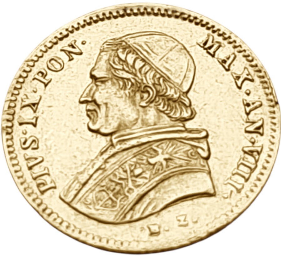 картинка Ватикан. 1 Скуди 1854 г. Золото. 1.733 г*0.900 0.0501 oz. от магазина Одежда+