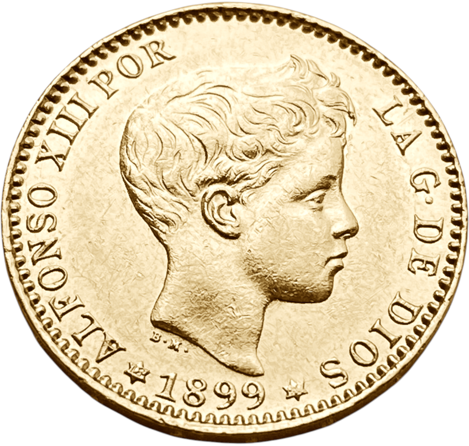 картинка Испания. 20 Песет 1899 (1899) г. Золото. 6.4516 г*0.900 0.1867 oz. от магазина Одежда+