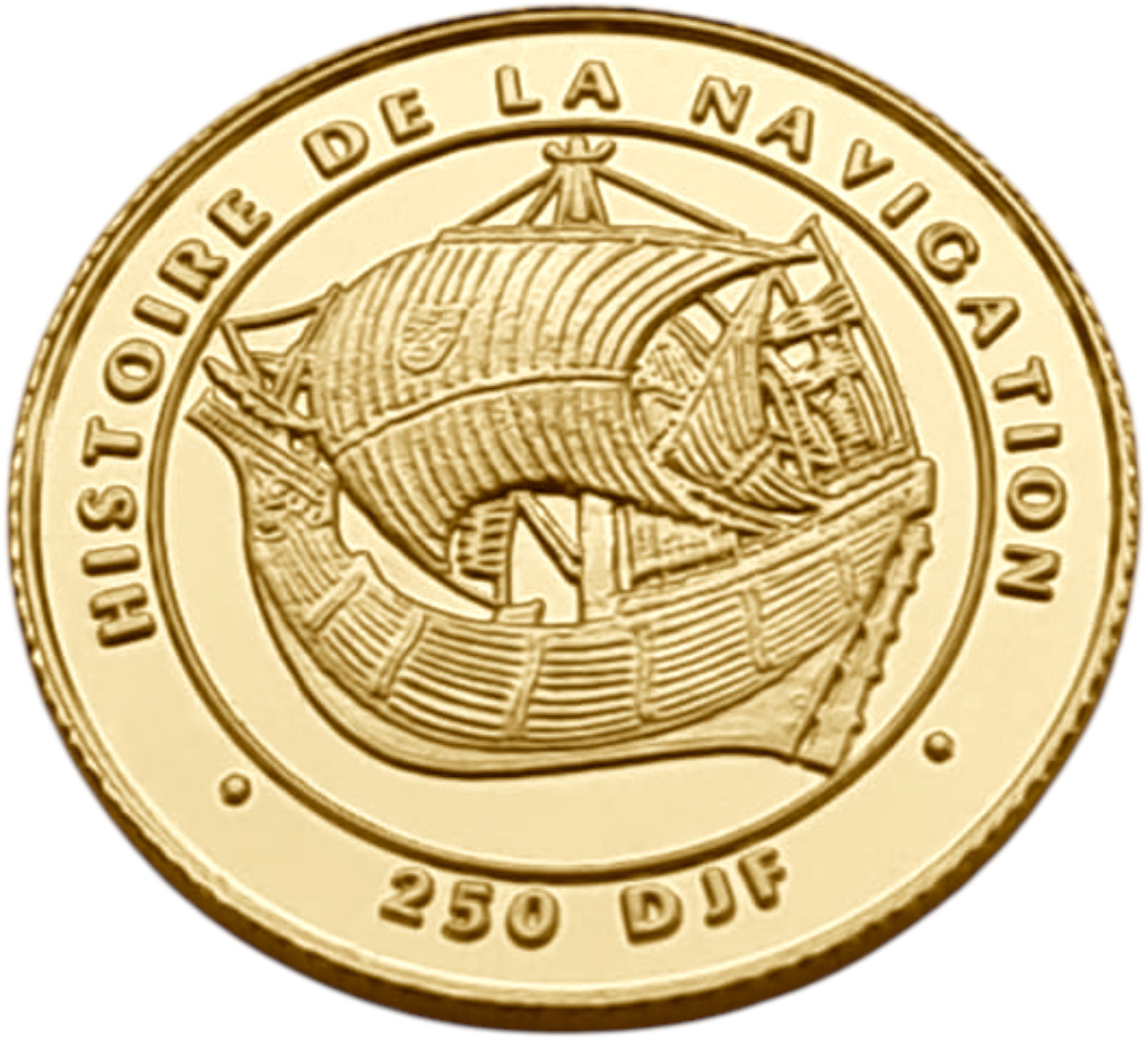 картинка Джибути. 250 Франков 1996 г. Золото 1.244 г*0.999 0.04 oz. История Мореплавания! от магазина Одежда+