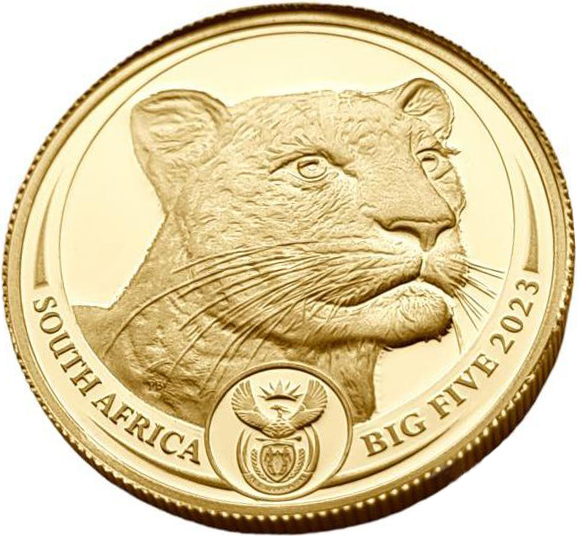 картинка ЮАР. 50 Рандов 2023 г. Золото. 7.78 г*0.9999 0.25 oz. Большая Пятерка II. Леопард! от магазина Одежда+