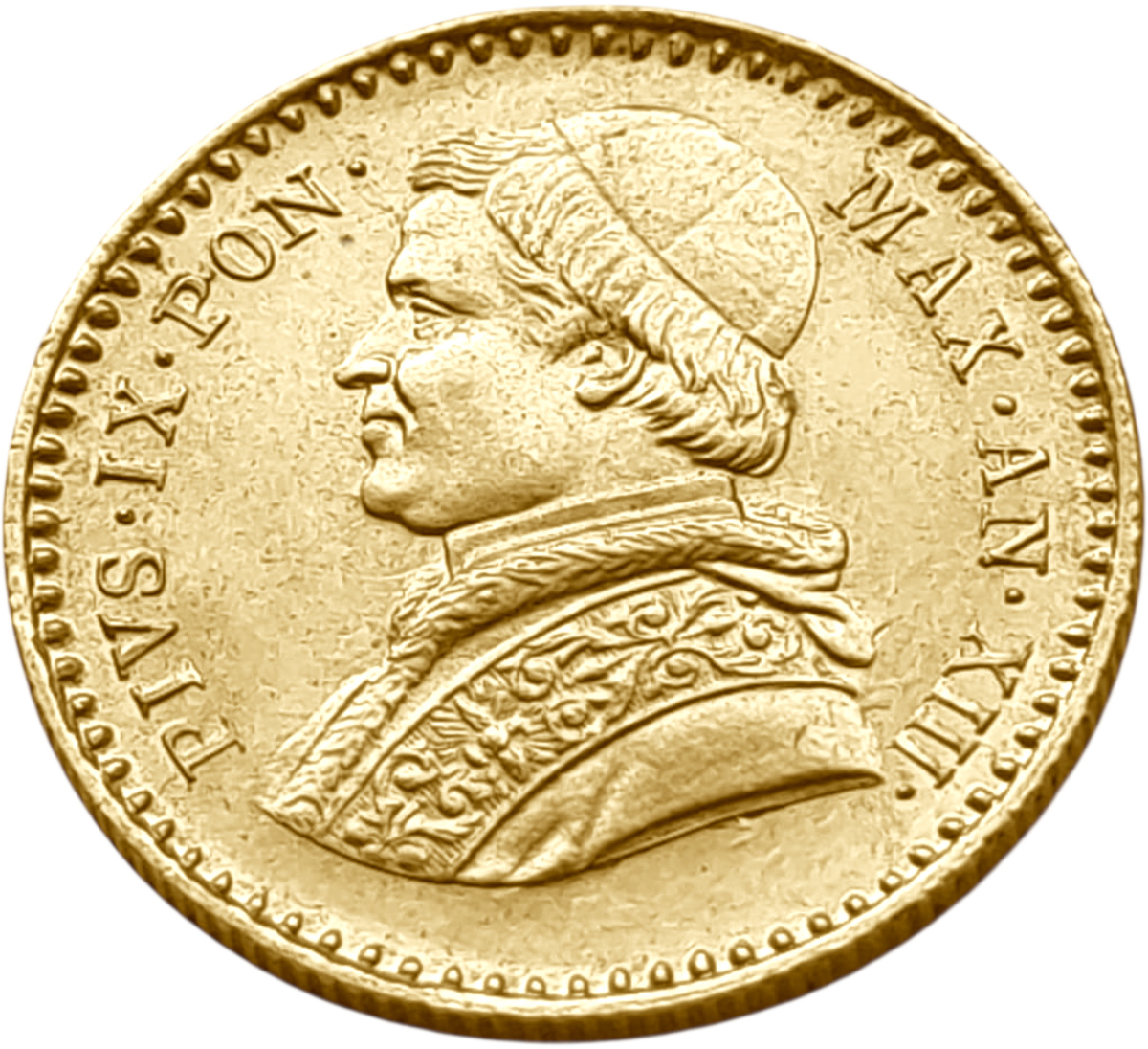 картинка Ватикан. 2 1/2 Скуди 1859 г. Золото. 4.334 г*0.900 0.1254 oz. от магазина Одежда+