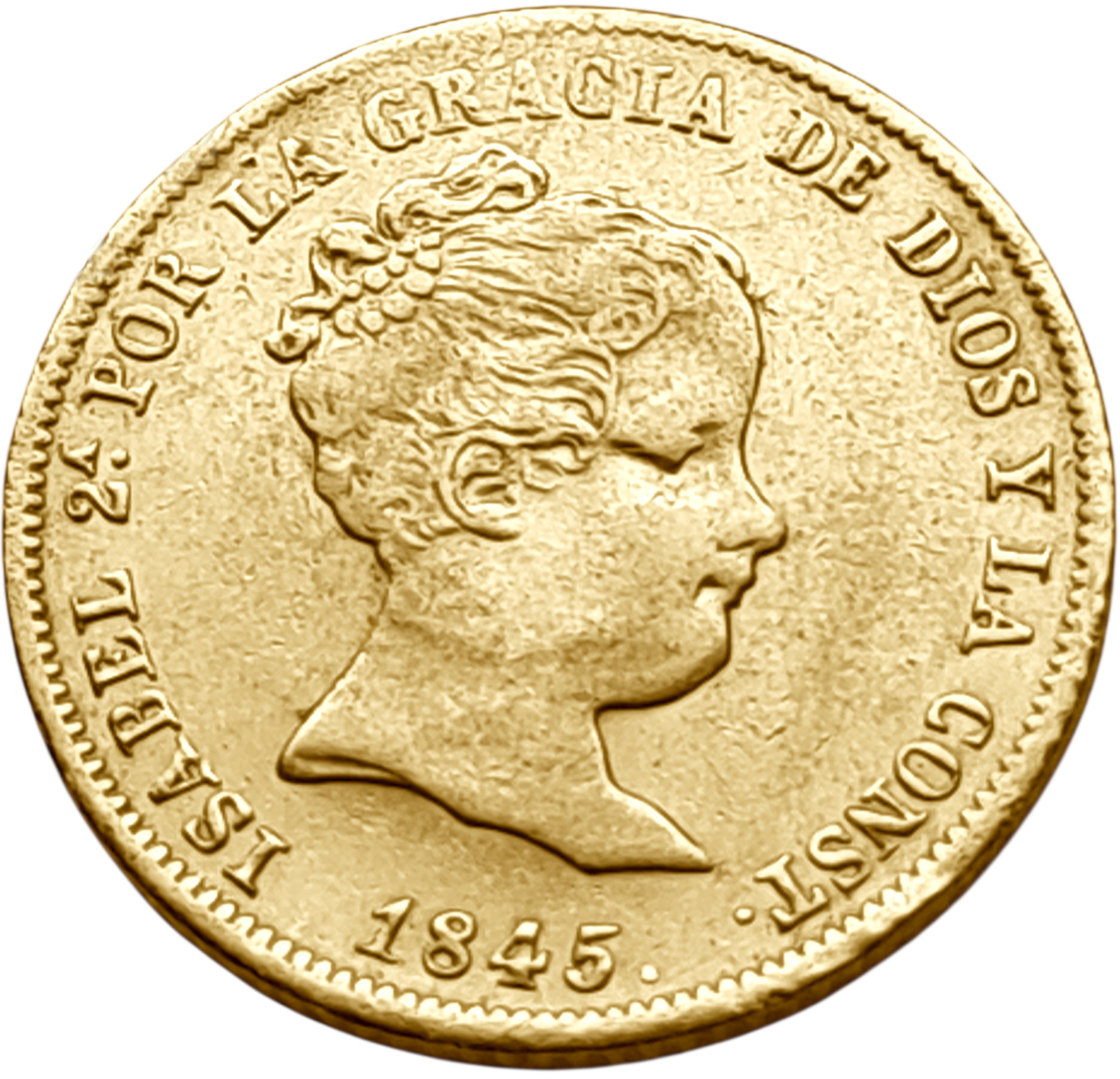 картинка Испания. 80 Реалов 1845 г. Золото. 6.77 г*0.875 0.1904 oz. от магазина Одежда+