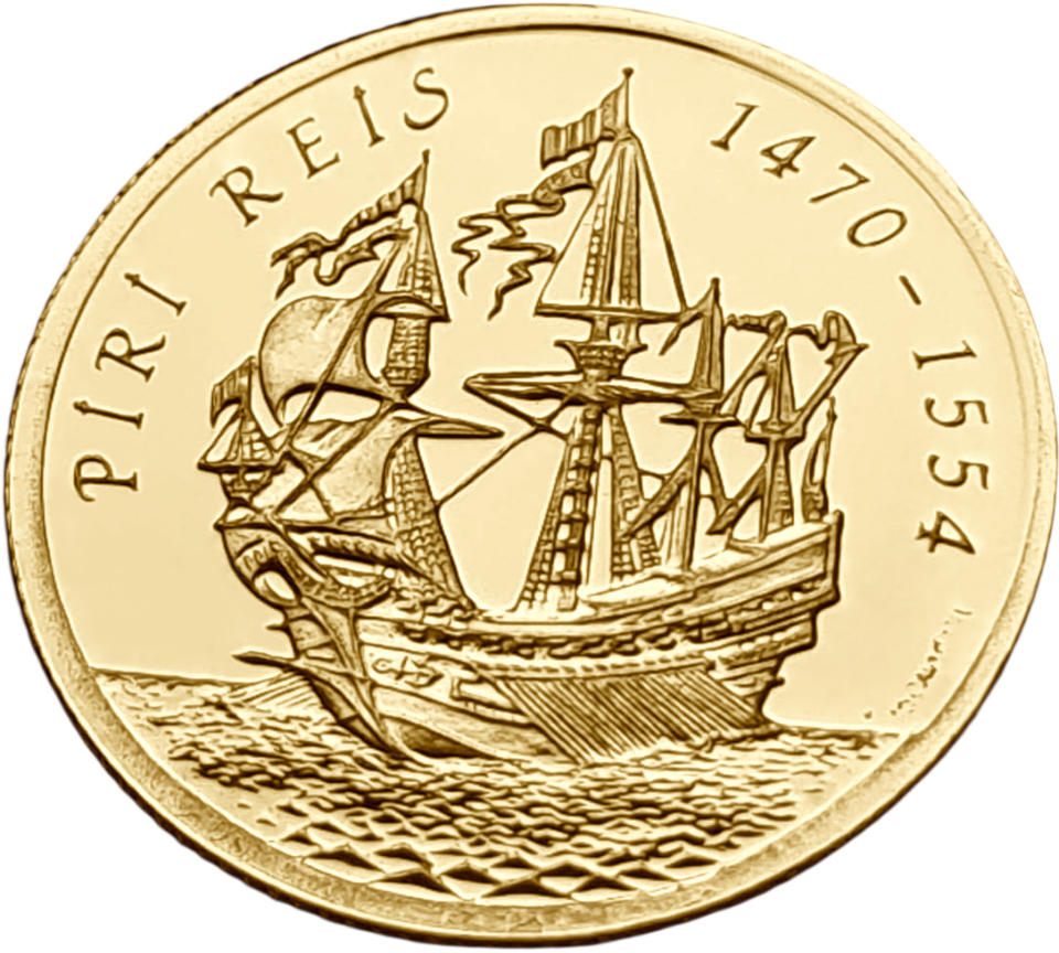 картинка Турция. 500 000 Лир 1995 г. Золото. 7.22 г*0.9166 0.2127 oz. Пири Рейс! от магазина Одежда+