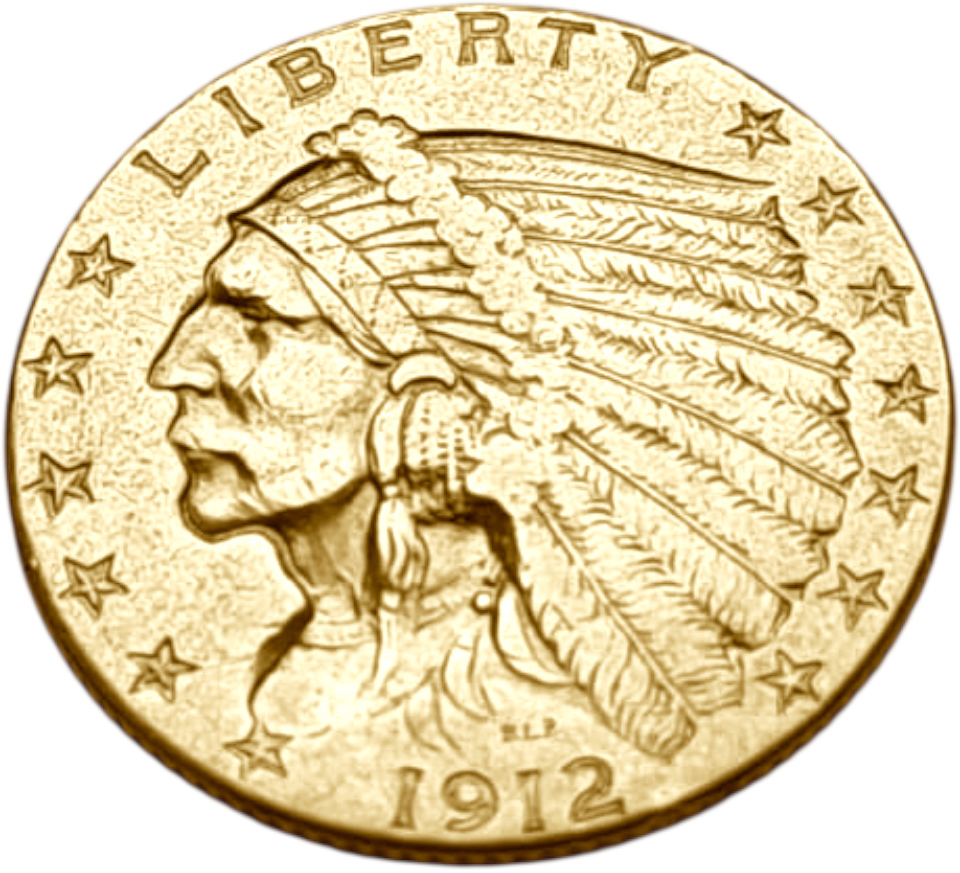 картинка США. 2 1/2 Доллара 1912 г. Золото. 4.18г*0.900 0.121 oz. от магазина Одежда+