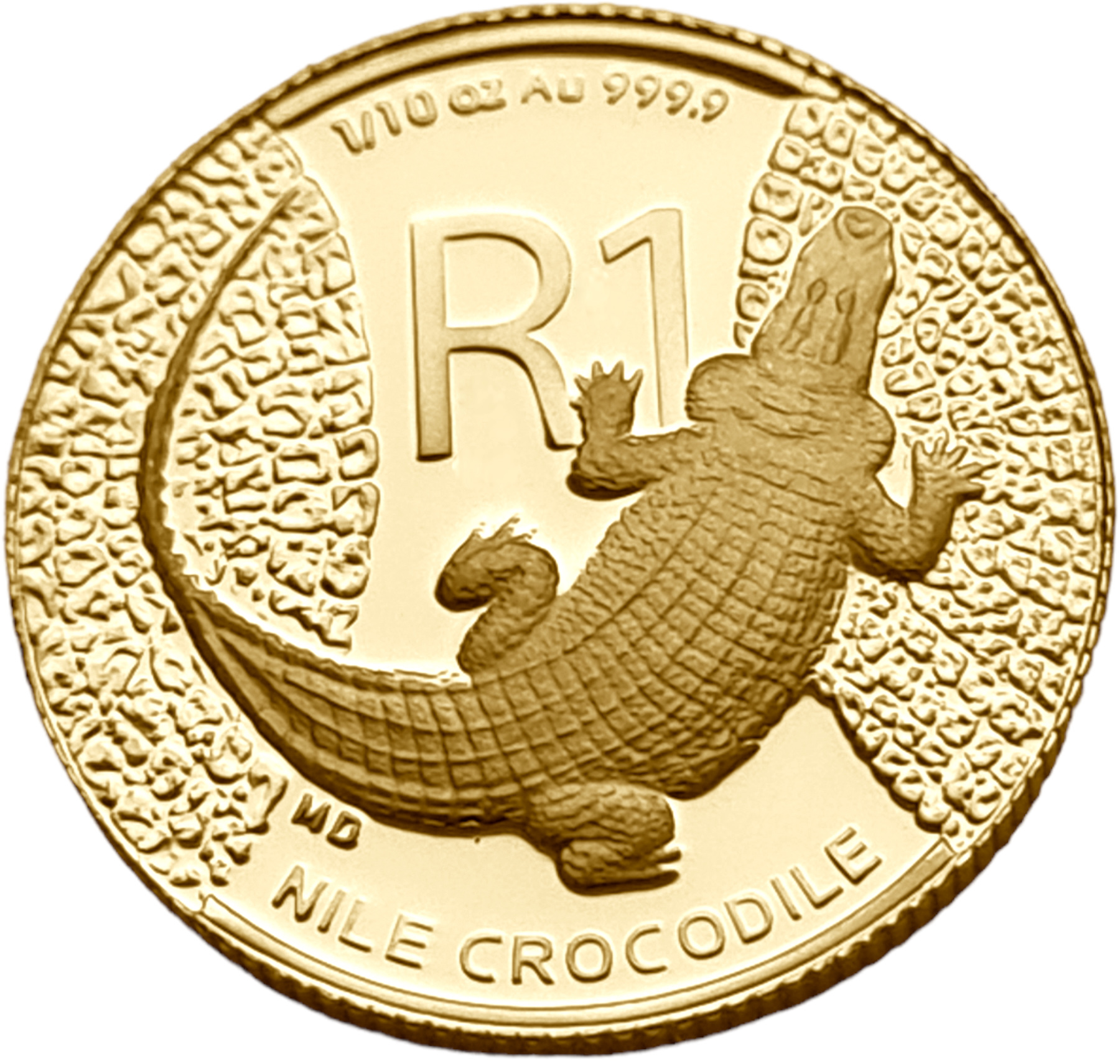 картинка ЮАР. 1 ранд 2015 г. Золото. 3.11 г*0.9999 0.1 oz. Крокодил! Тираж 500 ЭКЗ! от магазина Одежда+