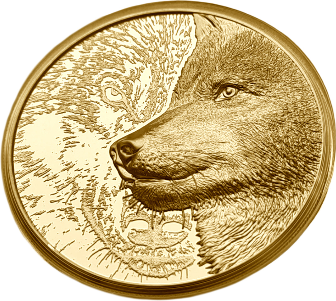 картинка Монголия . 25 000 Тугриков 2021 г. Золото. 31.1 г*0.9999 1.0 oz. Волк! Высокий Рельеф! 199 ЭКЗ! от магазина Одежда+