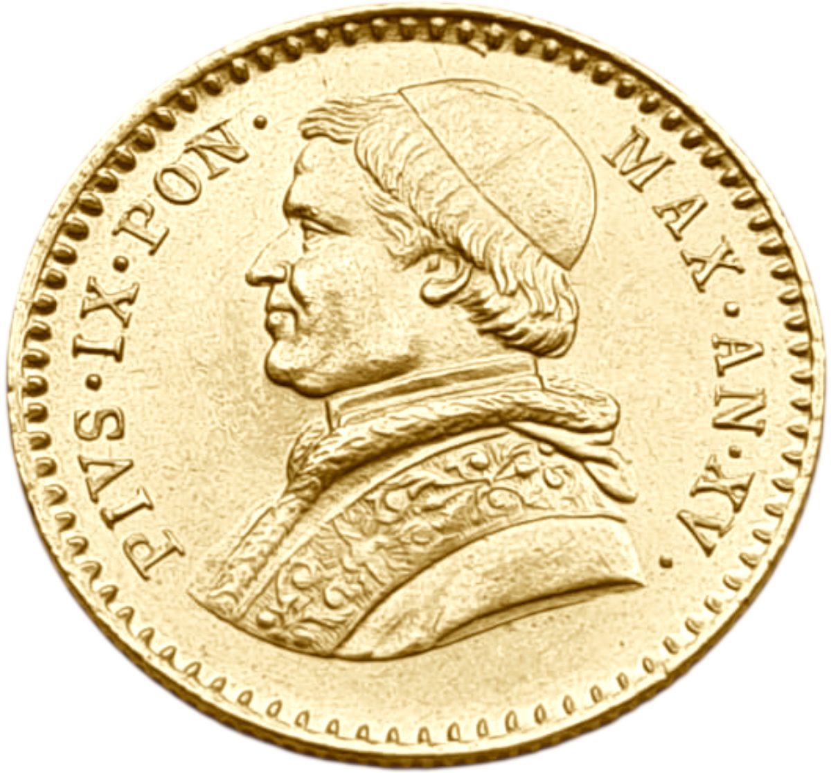 картинка Ватикан. 2 1/2 Скуди 1860 г. Золото. 4.334 г*0.900 0.1254 oz. от магазина Одежда+