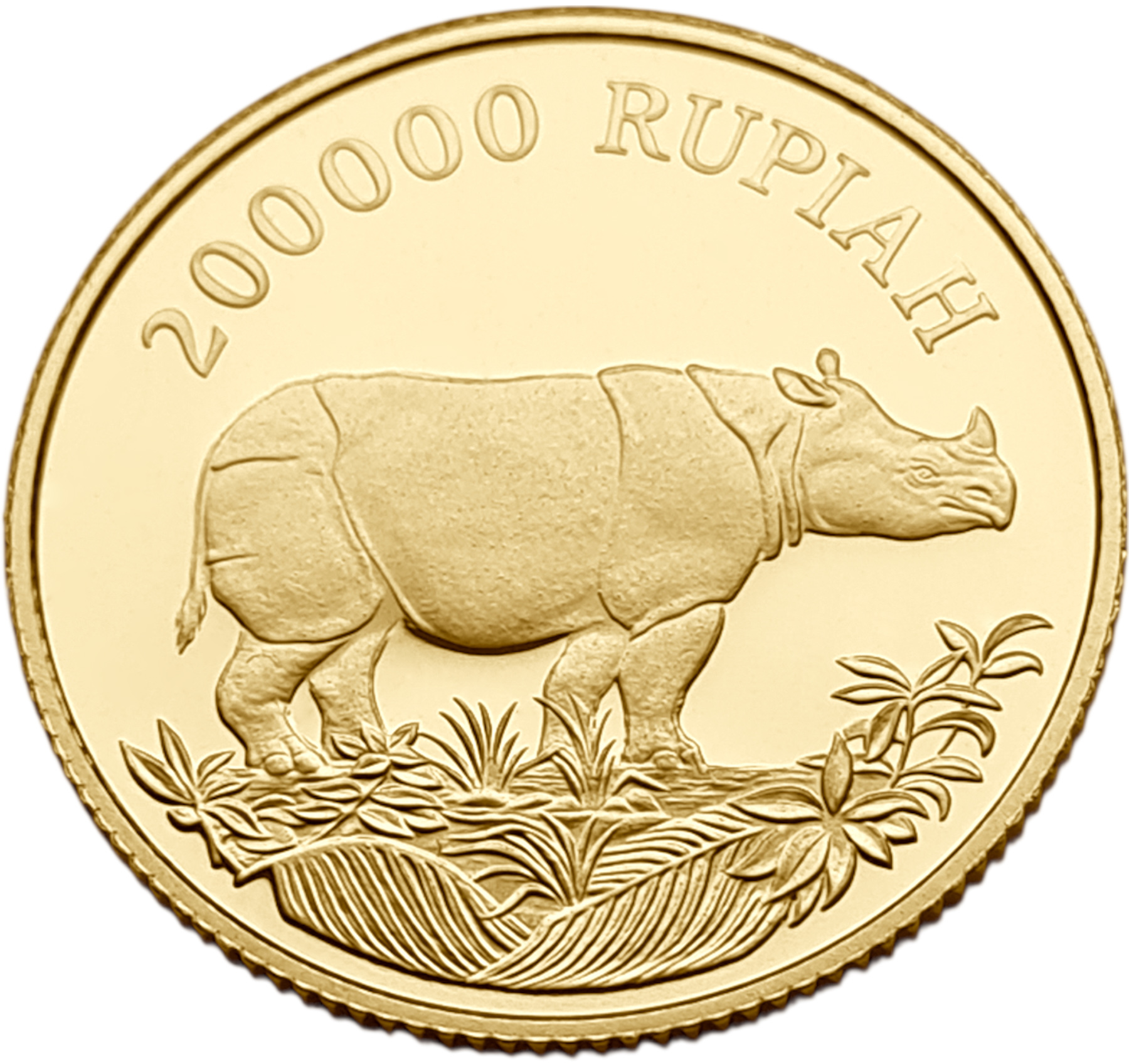 картинка Индонезия. 200 000 рупий 1987 г. Золото. 10.0 г*0.917 0.2948 oz. Яванский Носорог! от магазина Одежда+