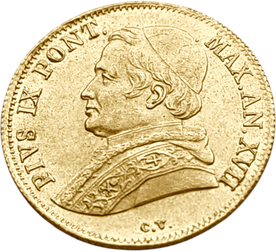 картинка Ватикан. 1 Скудо 1862 г. Золото. 1.733 г*0.900 0.0501 oz. от магазина Одежда+