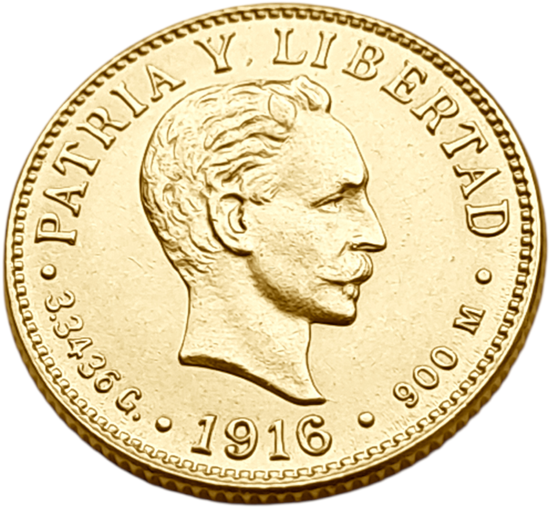 картинка Куба. 2 Песо 1916 г. Золото. 3.3436 г*0.900 0.0967 oz. от магазина Одежда+