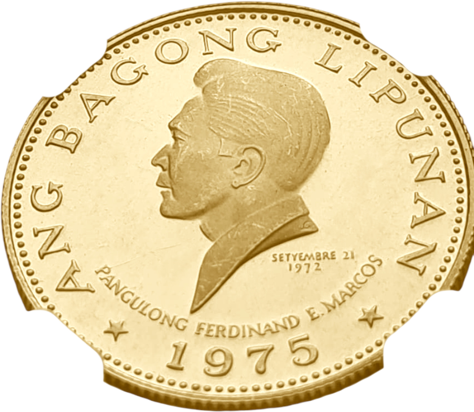 картинка Филиппины. 1000 Песо 1975г. Золото 9.95г*0.900 0.2879oz. СЛАБ NGC PF65 ULTRA CAMEO! Диктатор Маркос! от магазина Одежда+