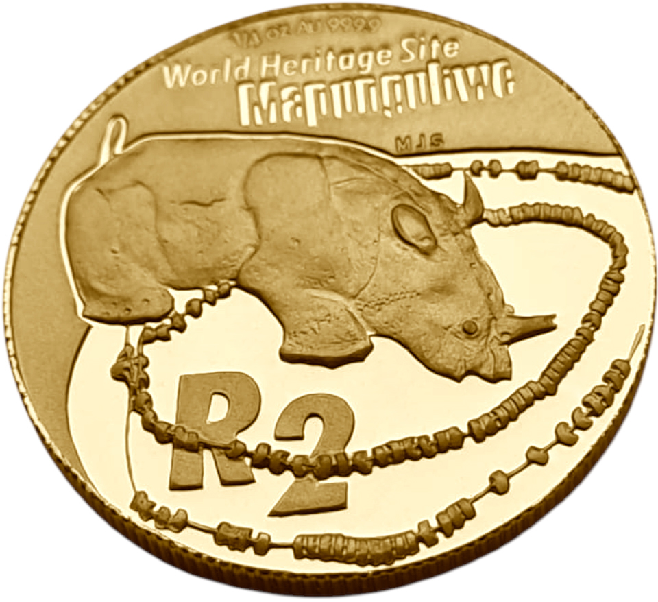 картинка ЮАР. 2 Ранда 2005г. Золото 7.78г*0.9999 0.25 oz. Золотой Носорог Мапунгубве! от магазина Одежда+