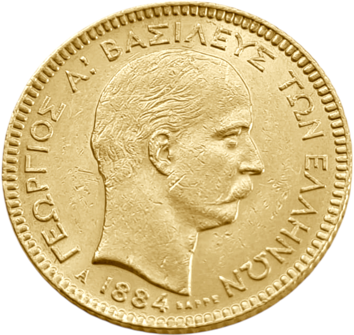 картинка Греция. 20 Драхм 1884 г. Золото. 6.45161г*0.900 0.1867 oz. от магазина Одежда+